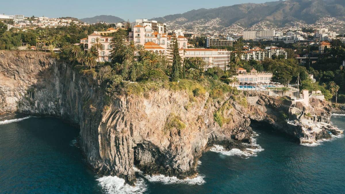 Reid's Palace, A Belmond Hotel, Madeira, Portugal — Reid's Palace, A Belmond Hotel, Madeira - Aerial view of the hotel