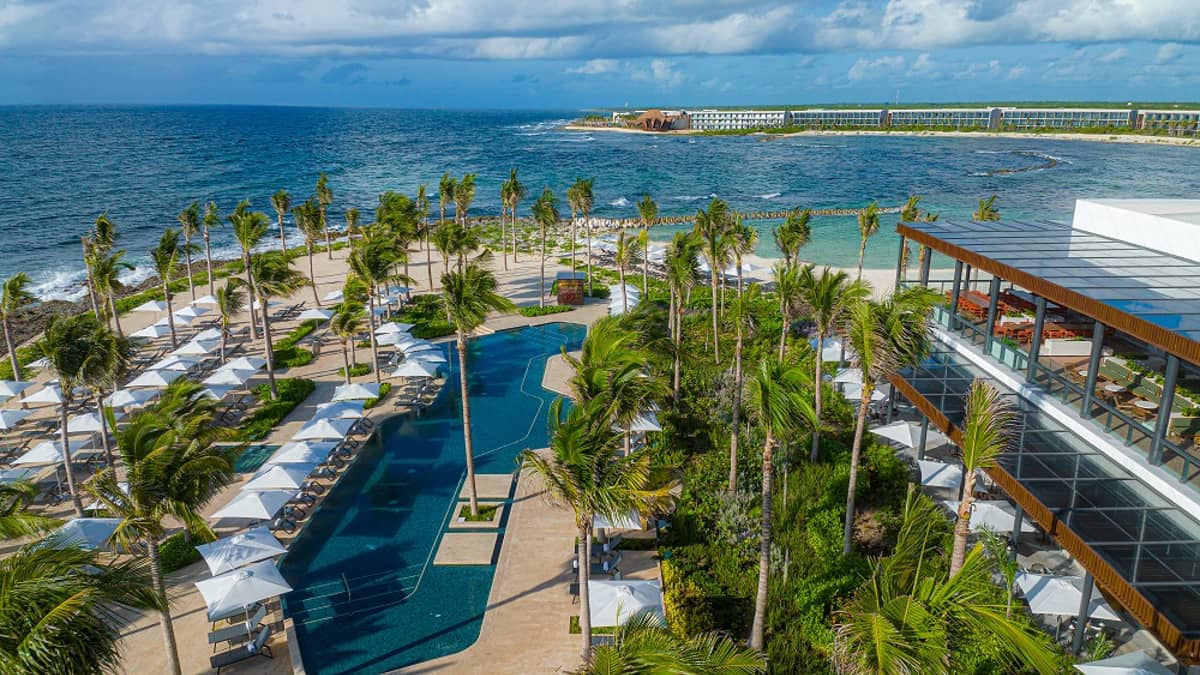 Hilton Tulum Riviera Maya All-Inclusive Resort, Mexico — Hilton Tulum Riviera Maya All-Inclusive Resort - Aerial View of 1 of the Main Lobby's 2 Pools