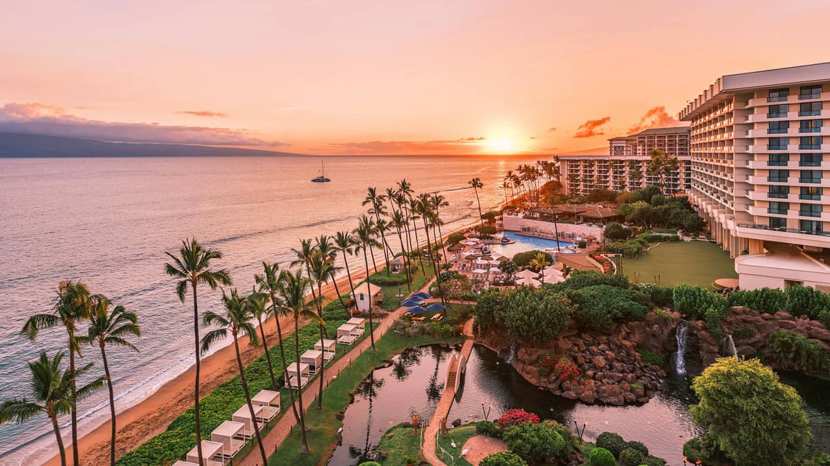 Hyatt Regency Maui Resort and Spa, United States — Hyatt Regency Maui Resort and Spa - Hotel Aerial View at Sunset