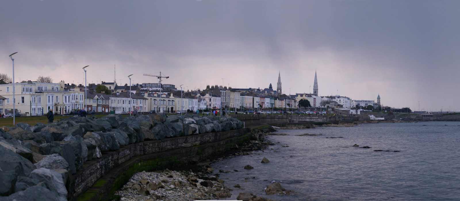 coastal town view with harbor
