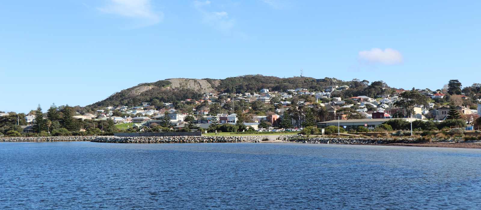 coastal town hillside water