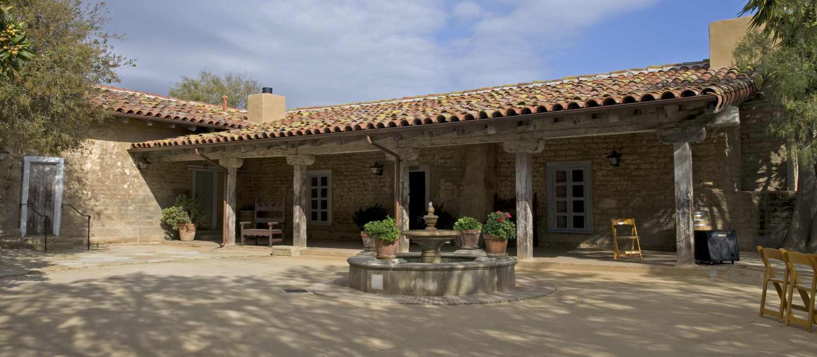 historic courtyard fountain building