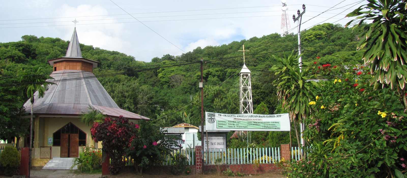 church and greenery