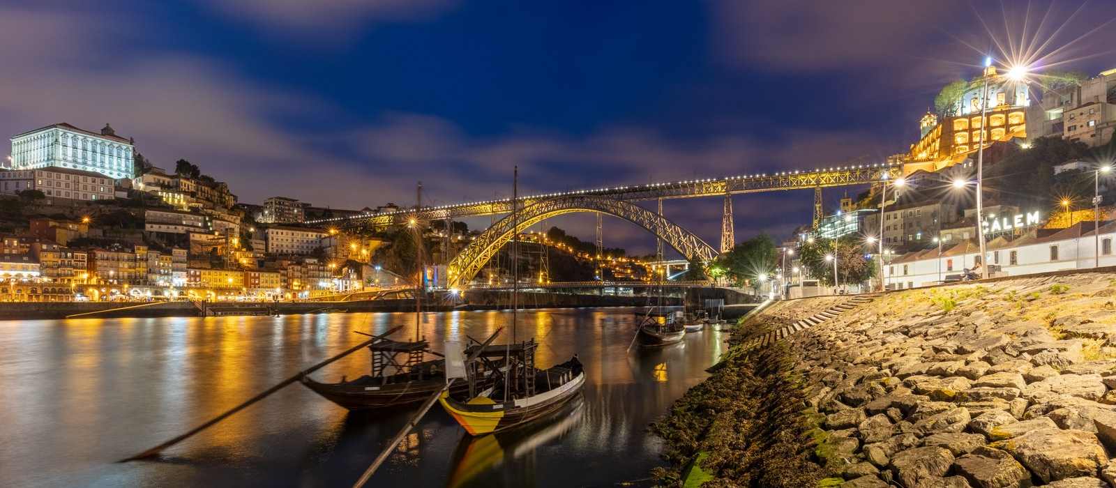cityscape harbor bridge boats