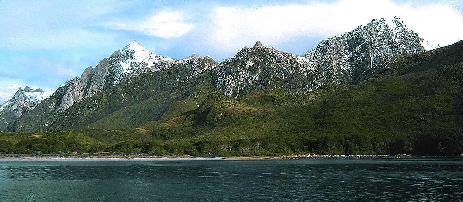 mountains water landscape