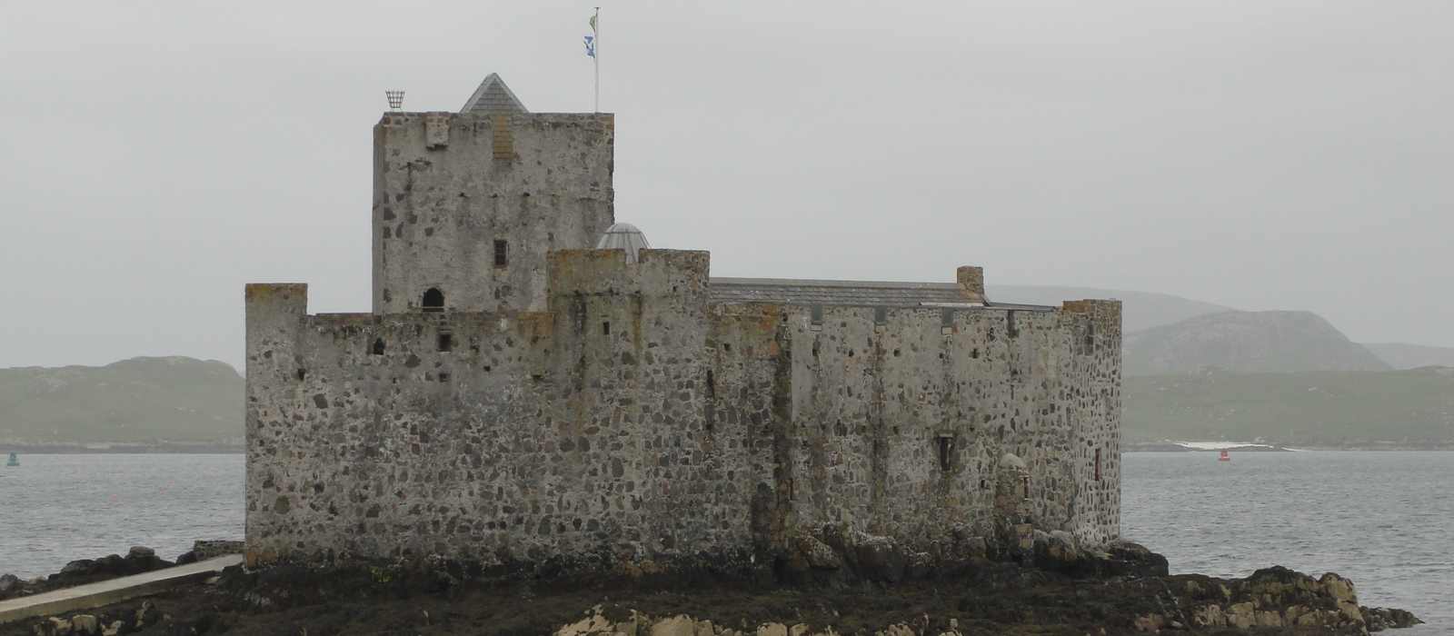 castle on island coastline