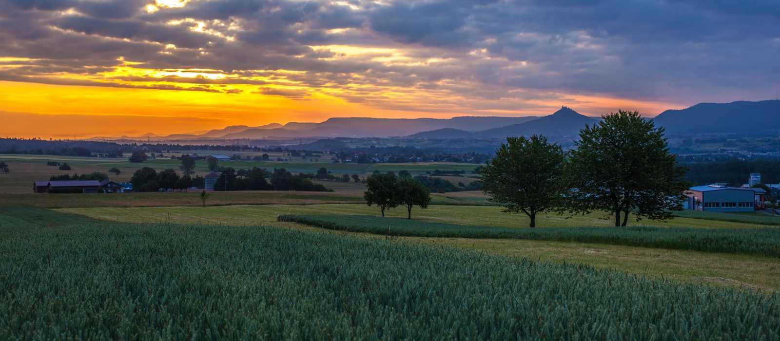 countryside landscape sunset mountains