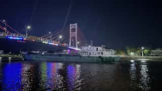 bridge boat night river