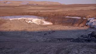 arctic landscape glacier hikers
