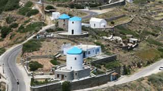 windmills village hillside scenic view