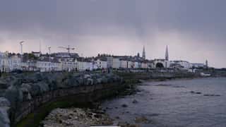 coastal town view with harbor