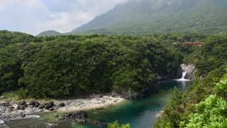 river waterfall mountains forest