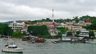 harbor boats buildings coastline