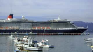 cruise ship and boats in harbor