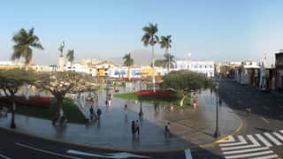plaza historic buildings palm trees