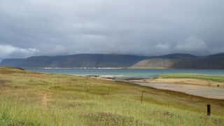 coastal landscape distant town