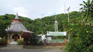 church and greenery