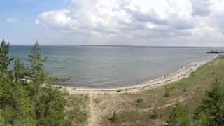 coastline sea trees harbor