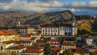 historic cityscape mountains view