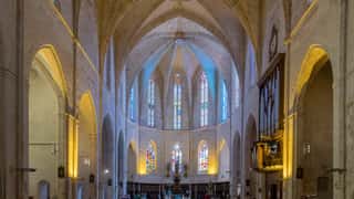 church interior stained glass organ