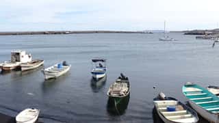 harbor boats coastline seascape