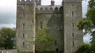 stone castle with flags