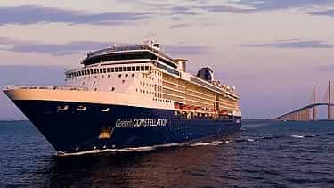 A large cruise ship sails on the water at sunset - Celebrity Constellation, Celebrity Cruises