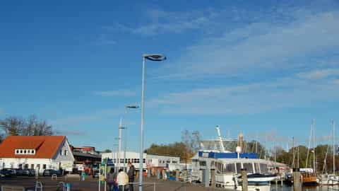 harbor boats buildings sky