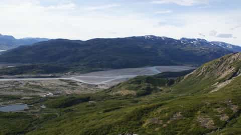mountain landscape river valley