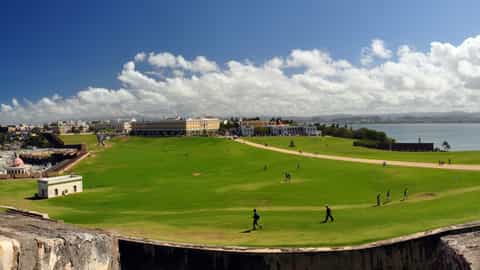 coastal cityscape historic fort
