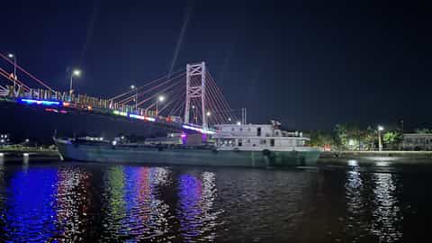 bridge boat night river