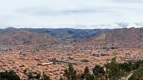 cityscape mountains overview
