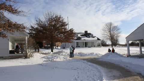 historic buildings snow landscape