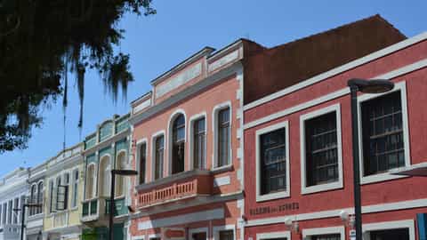 colorful buildings street scene