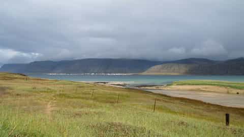 coastal landscape distant town