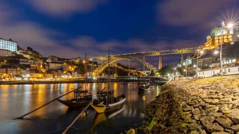 cityscape harbor bridge boats