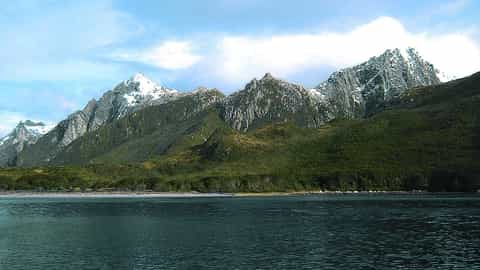 mountains water landscape