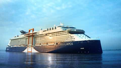A large cruise ship sails on the water - Celebrity Apex, Celebrity Cruises