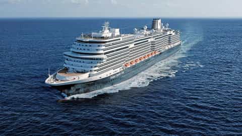 A large cruise ship sails on the ocean - ms Nieuw Amsterdam, Holland America