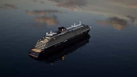 A cruise ship sails on the water at sunset - MSC Explora 4, MSC Explora Journeys