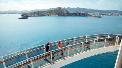 A family walks on a glass walkway with a sea view - MSC Seashore, MSC Cruises