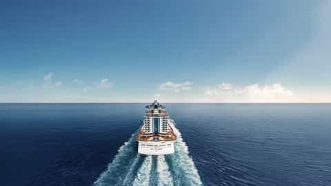 A large cruise ship sails on the ocean - MSC Seaside, MSC Cruises