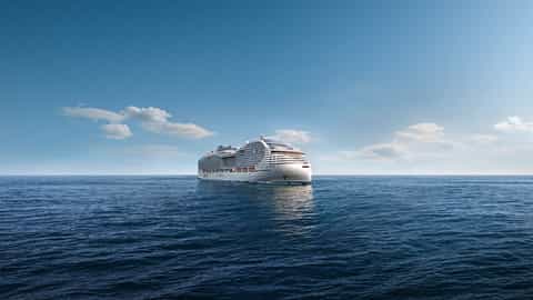 A large cruise ship sails on the open ocean - MSC World Atlantic, MSC Cruises