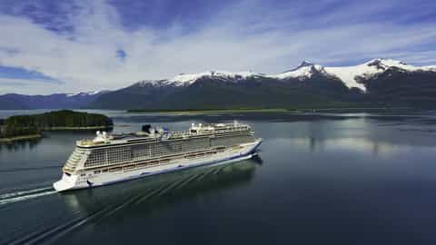 A large cruise ship sails through Alaskan waters - Norwegian Jade, Norwegian Cruise Line
