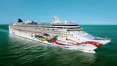 A large cruise ship sails on the ocean - Norwegian Jewel, Norwegian Cruise Line