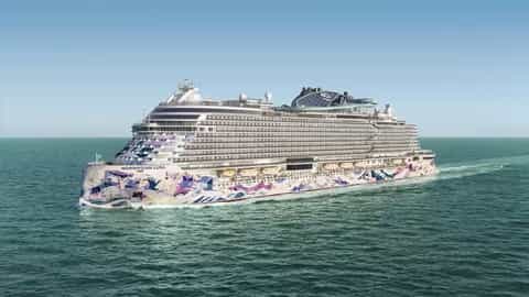 A large cruise ship sails on the ocean - Norwegian Luna, Norwegian Cruise Line