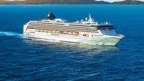 A cruise ship sails on the blue ocean - Norwegian Spirit, Norwegian Cruise Line