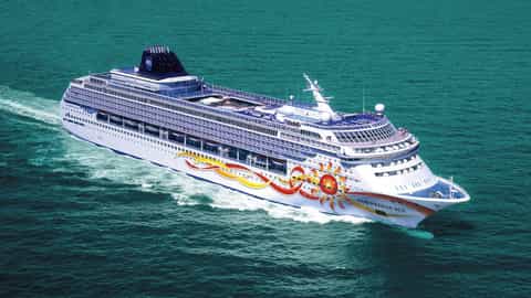 A large cruise ship sails on the ocean - Norwegian Sun, Norwegian Cruise Line