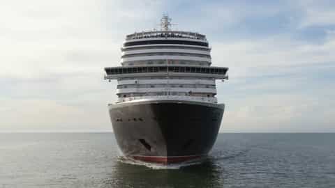A large cruise ship sails on the ocean - Queen Mary 2, Cunard