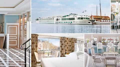 A white river ship sails on the water - River Duchess, Uniworld